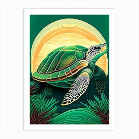 Conservation Sea Turtle, Sea Turtle Retro 1 Art Print