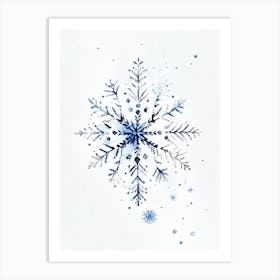 Intricate, Snowflakes, Minimalist Watercolour 2 Art Print