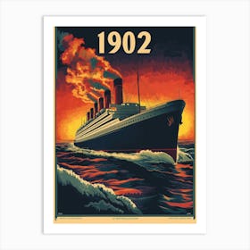 Aihrgdesign A Vintage Travel Poster Of A Grand Ocean Liner Cr 178cf678 17d6 4716 912e 1583dca501a6 1 Art Print