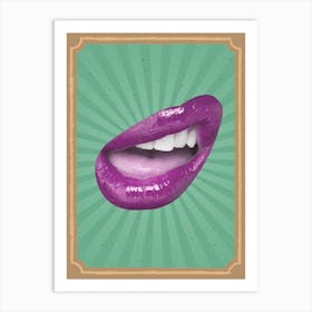 Vintage Mouth Purple Lips Art Print