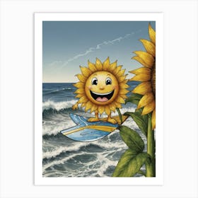 Smiley Sunflower 2 Art Print