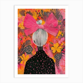 Girl With A Pink Bow Art Print