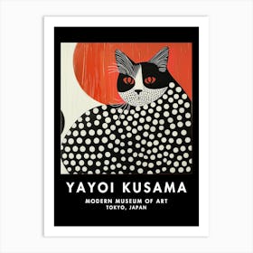 Yayoi Kusama Inspired Japanese Cat Art Print