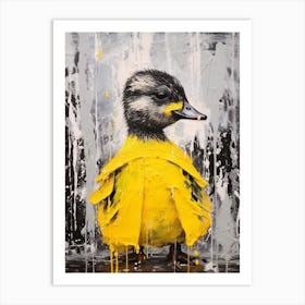 Abstract Painting Duckling In A Yellow Rain Coat Art Print