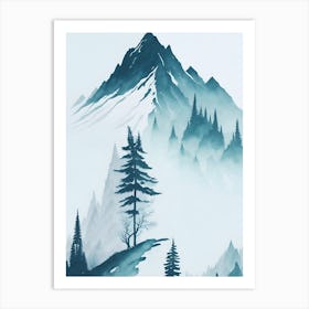 Mountain And Forest In Minimalist Watercolor Vertical Composition 356 Art Print