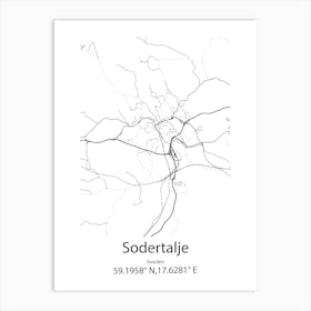 Sodertalje,Sweden Minimalist Map Art Print