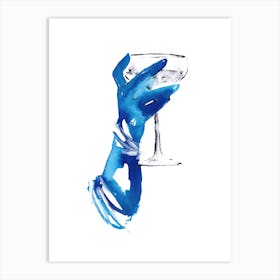 Blue Gloves And Champagne Art Print