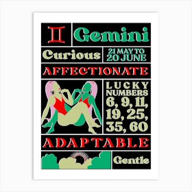 Zodiac Gemini Art Print