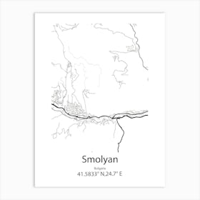 Smolyan,Bulgaria Minimalist Map Art Print