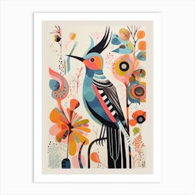 Colourful Scandi Bird Hoopoe 1 Art Print