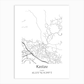 Kastav,Croatia Minimalist Map Art Print