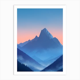 Misty Mountains Vertical Composition In Blue Tone 202 Art Print