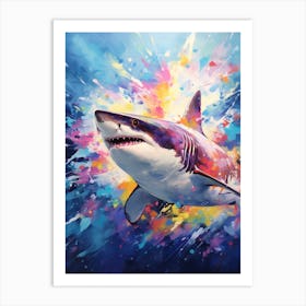  A Bull Shark Vibrant Paint Splash 4 Art Print