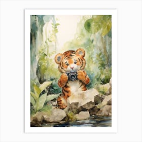 Tiger Illustration Photographing Watercolour 2 Art Print