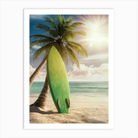 Surfboard On The Beach Art Print