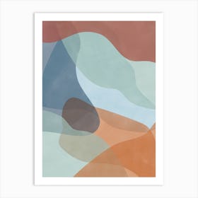 Terracotta Teal Abstract Shapes No.3 Art Print