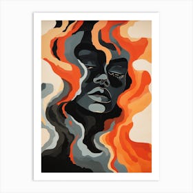 Woman In Flames Art Print