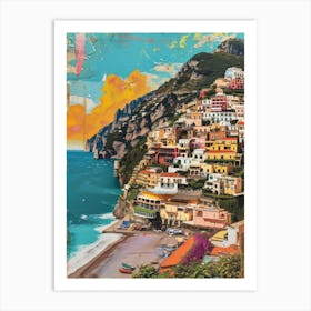 Positano   Retro Collage Style 3 Art Print