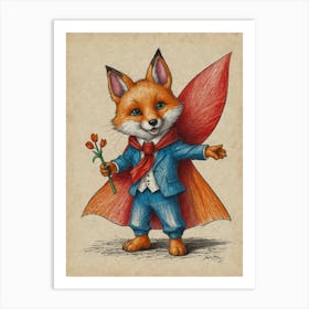 Superhero Fox Art Print