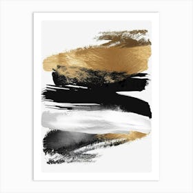 Gold And Black Brush Strokes 18 Art Print