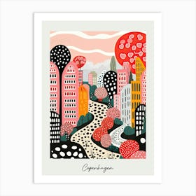 Poster Of Copenhagen, Illustration In The Style Of Pop Art 2 Art Print