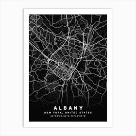 Albany New York NYC Black Map Art Print