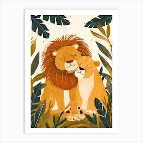 African Lion Rituals Illustration 3 Art Print