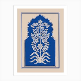 Blue And White Floral Design Art Print