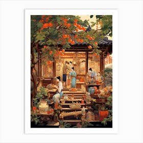 Chinese Tea Culture Vintage Illustration 6 Art Print