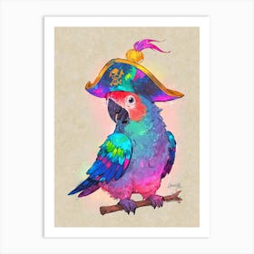 A Parrot With A Pirate Hat Squawking 1 Art Print