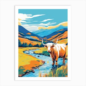 Highland Cows In The Glen Colour Burst 2 Art Print