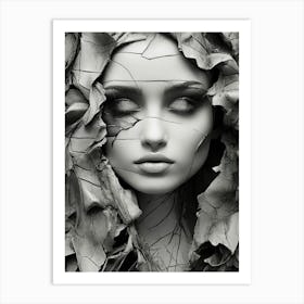 Portrait Of A Woman With Leaves 1 Art Print