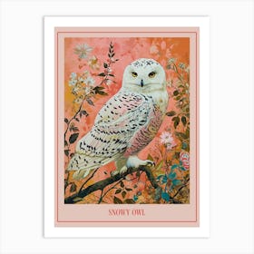 Floral Animal Painting Snowy Owl 2 Poster Art Print