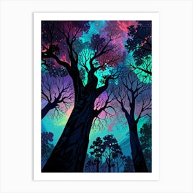 Night Sky Forest Art Print