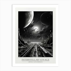 Interstellar Voyage Abstract Black And White 9 Poster Art Print