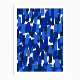 Blue And White Abstract Brush Strokes Art Print