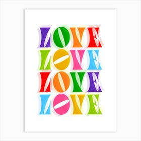 Bold Retro Playful Typographic Rainbow LOVE for PRIDE Art Print