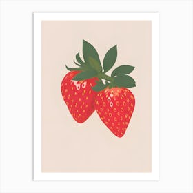 Strawberry Abstract Simple Lines Art Print