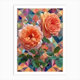 English Roses Painting Rose Geometric 1 Art Print
