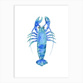 Blue Lobster Watercolor Illustration Art Print