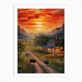 Sunset At The Ranch Art Print