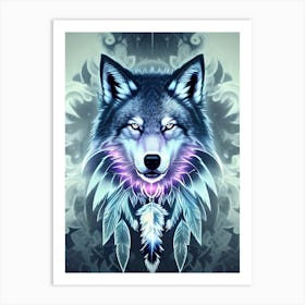 Wolf With Feathers 1 Art Print