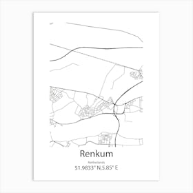 Renkum,Netherlands Minimalist Map Art Print