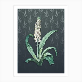 Vintage Eucomis Punctata Botanical on Slate Gray Pattern n.2203 Art Print