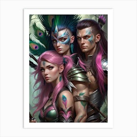 Warriors Team Threesome Art Print