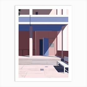 Building With A Bench Art Print