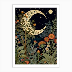 Moon And Flowers Style William Morris 17 Art Print