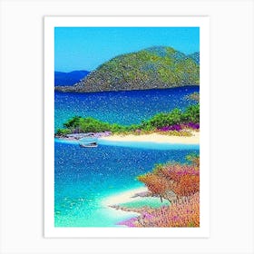 Great Keppel Island Australia Pointillism Style Tropical Destination Art Print