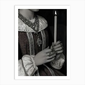 Dark Gothic Renaissance Woman Holding Candle Art Print