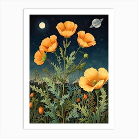 William Morris Poppies In The Night Sky Art Print